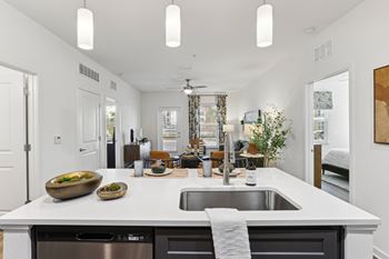 Kitchen island with undermounted sink